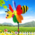 Bee Windmill Cute Colorful 3D Insect Pinwheel Wind Spinner Whirligig Toys Yard Garden Decor Outdoor Lawn Decor Color Random